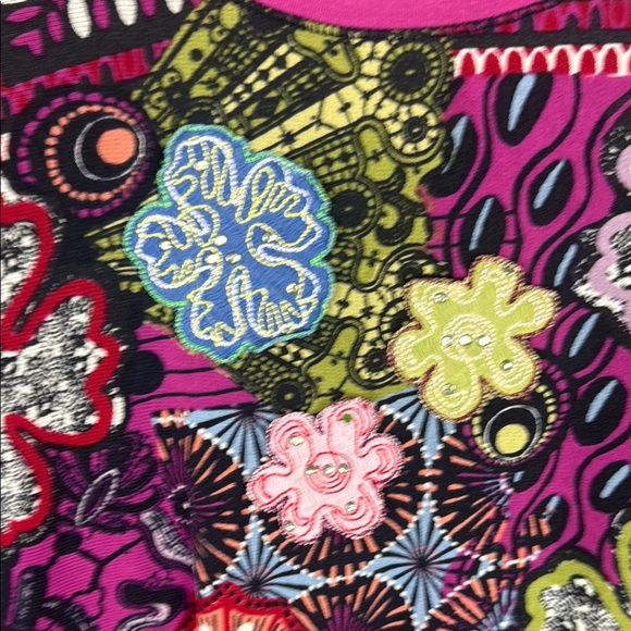 Taifun Multicoloured 3/4 Sleeve Ruffled Hem Graphic Blouse Size 14 - Picture 6 of 12